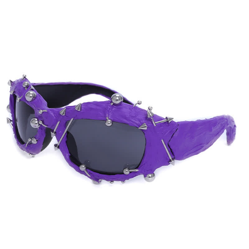 Spykay™ SG60924 CyberPunk Style Irregular Shaped Rivet Decor Sunglasses for Party - Purple - image 25