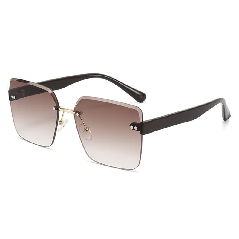Spykay™ SG61018 Oversized Square Frame Hipster Rimless Sunglasses - Brown - image 15