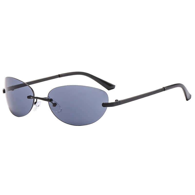 Spykay™ SG60667 Y2K Oval Frame Rimless Sunglasses - Dark Grey - image 8