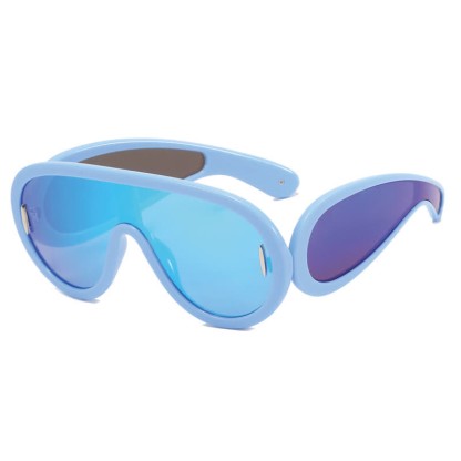 Spykay™ SG61002 Steampunk One-piece Frame Oversized Mirrored Sunglasses - Blue - image 21