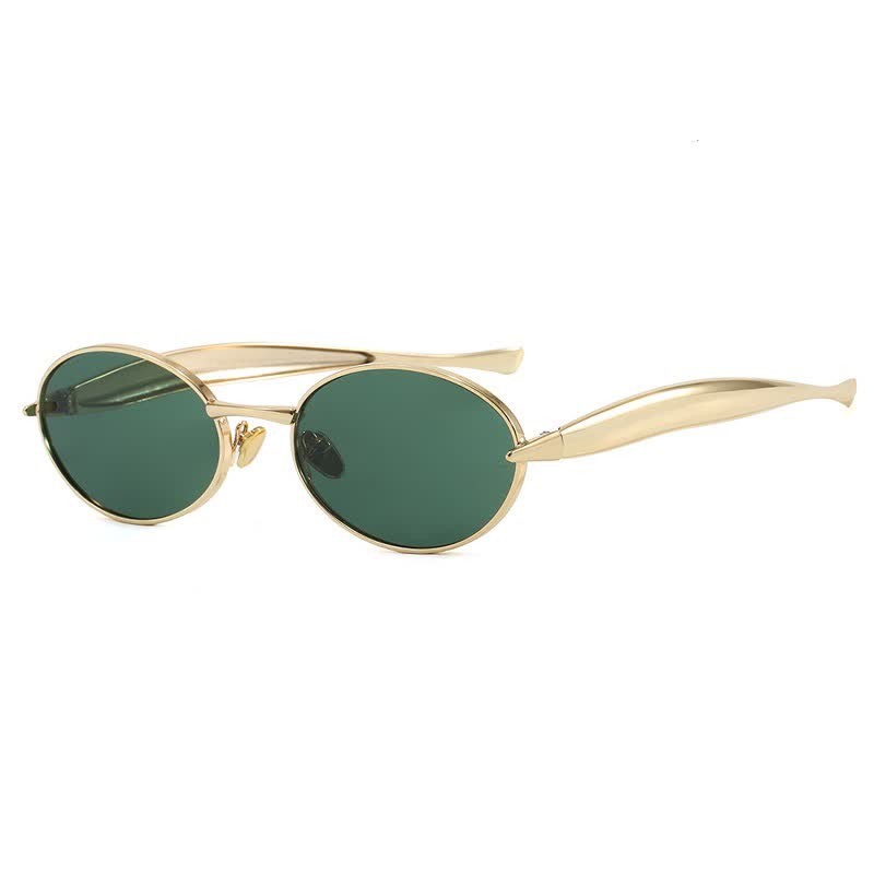 Spykay™ SG61050 Unisex Vintage Oval Frame Sunglasses - Golden/Green - image 19