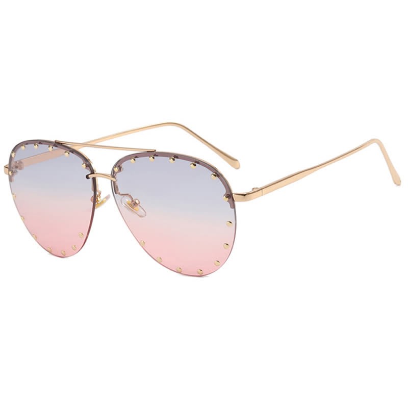 Spykay™ SG60887 Rivets Decor Double Bridges Retro Aviator Sunglasses