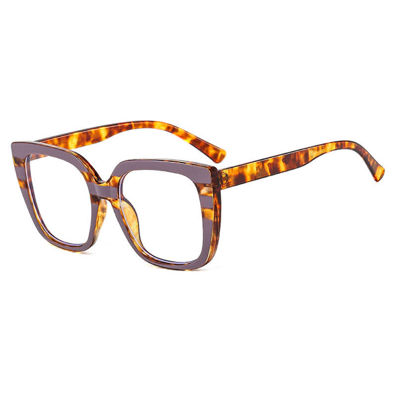 Spykay™ EG26771 Leopard Pattern Square Frame Oversized Glasses