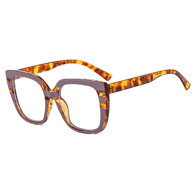 Spykay™ EG26771 Leopard Pattern Square Frame Oversized Glasses