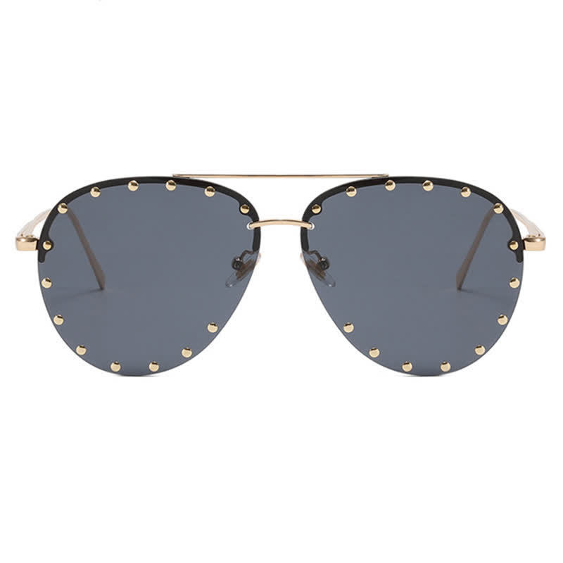 Spykay™ SG60887 Rivets Decor Double Bridges Retro Aviator Sunglasses