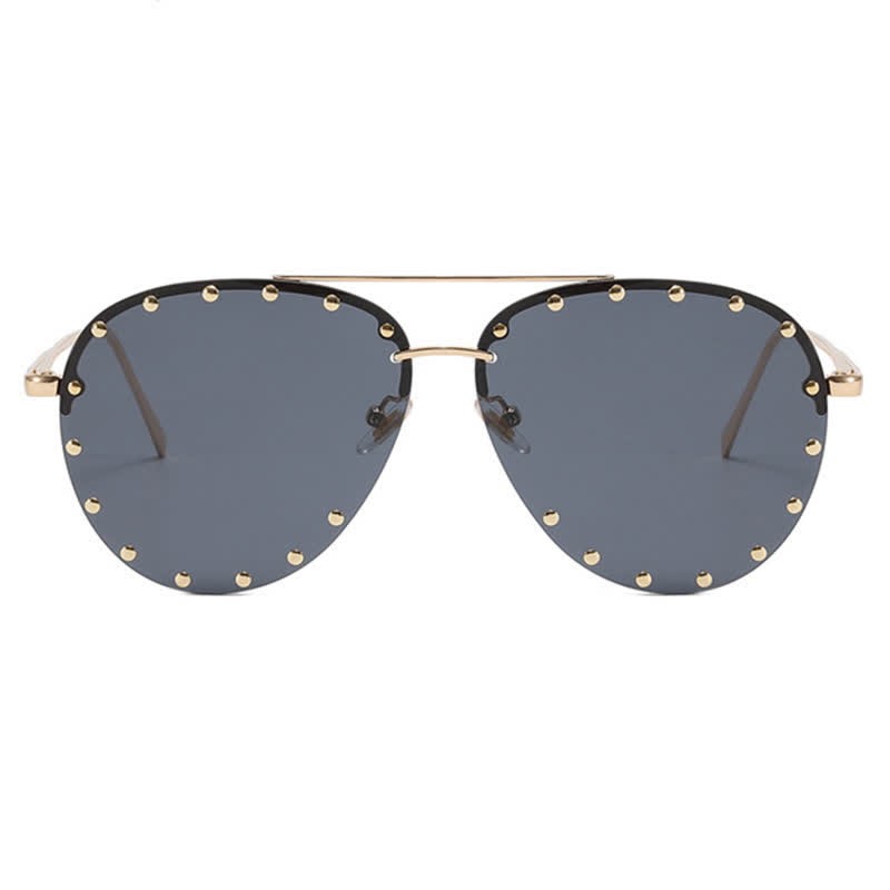 Spykay™ SG60887 Rivets Decor Double Bridges Retro Aviator Sunglasses