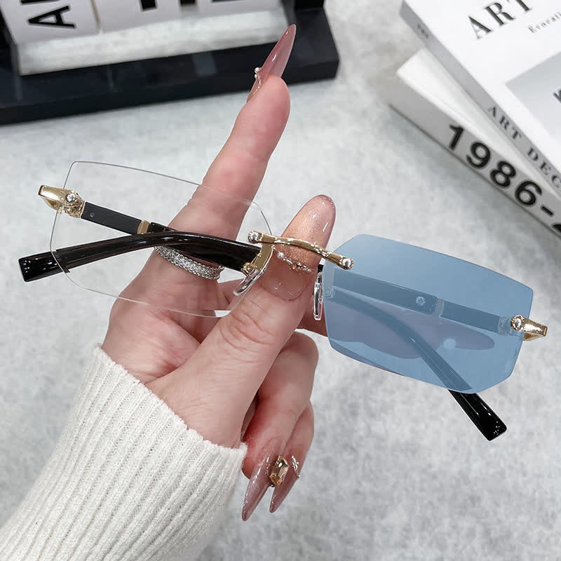 Spykay™ SG60972 Geometric Frame Rimless Hipster Photochromic Sunglasses - Blue - image 3