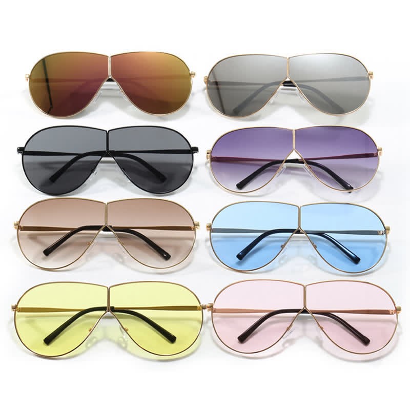 Spykay™ SG60915 Hipster One-piece Metal Temples Aviator Sunglasses