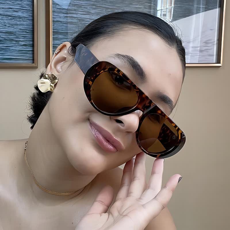 Spykay™ SG60671 Oval Frame Wide Temples Vintage Aviator Sunglasses - image 25