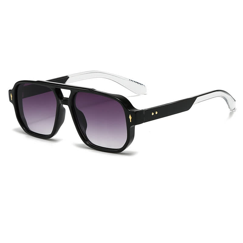 Spykay™ SG61003 Square Frame Double Bridges Vintage Arrow Sunglasses - Black/Clear - image 31