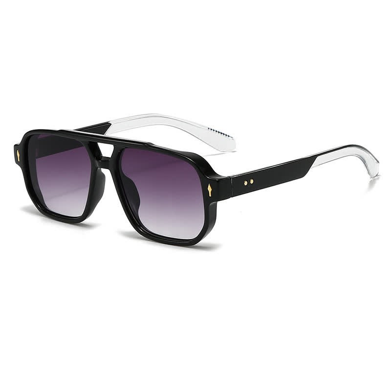 Spykay™ SG61003 Square Frame Double Bridges Vintage Arrow Sunglasses - Black/Clear - image 31