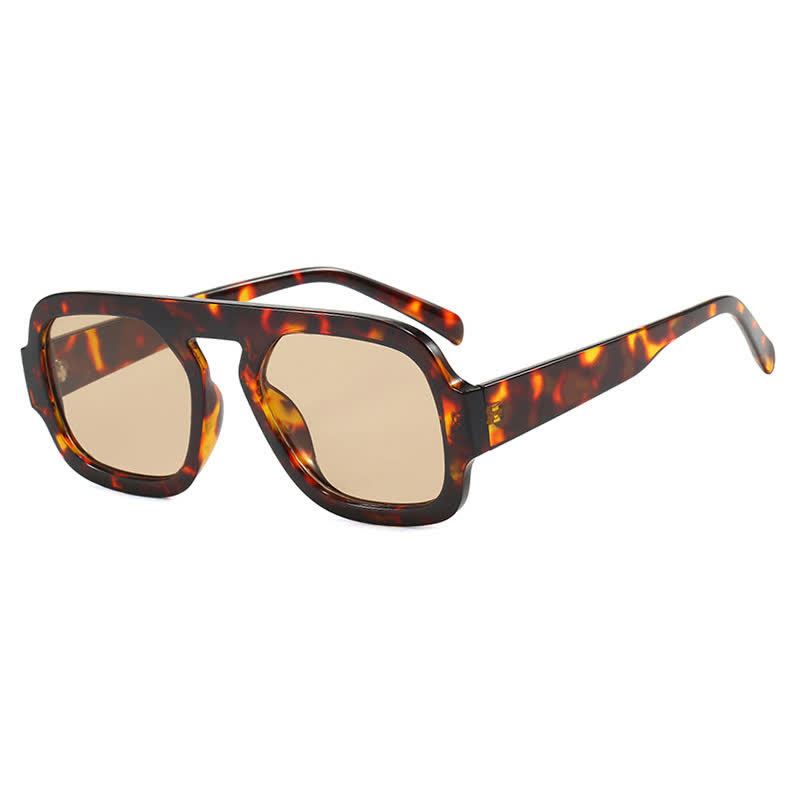 Spykay™ SG60722 Square Frame Leopard Print Cycling Aviator Sunglasses - Leopard Print/Light Brown - image 12