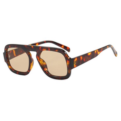 Spykay™ SG60722 Square Frame Leopard Print Cycling Aviator Sunglasses - Leopard Print/Light Brown - image 12