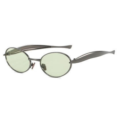 Spykay™ SG61050 Unisex Vintage Oval Frame Sunglasses - Grey/Light Green - image 30