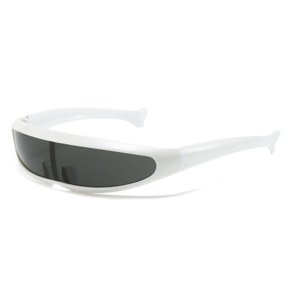 Spykay™ SG61011 One-piece Color Mirror Lens Monolens Cyclops Robotic Futuristic Narrow Y2K Punk Sunglasses - White/Grey - image 15