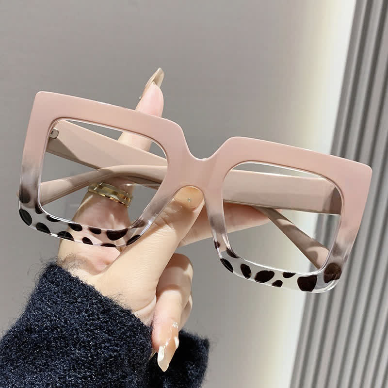 Spykay™ EG26812 Oversized Square Frame Anti-blue Light Glasses - Pink/Leopard - image 27