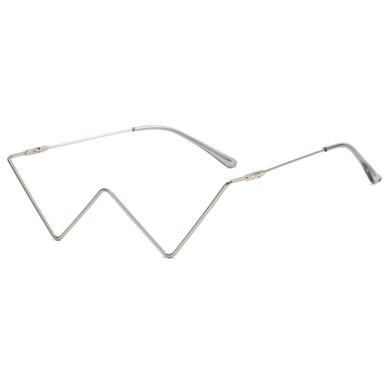 Spykay™ EG26881 Trendy Lensless Rhinestone Decor Semi-Rimless Glasses - Silver A - image 18