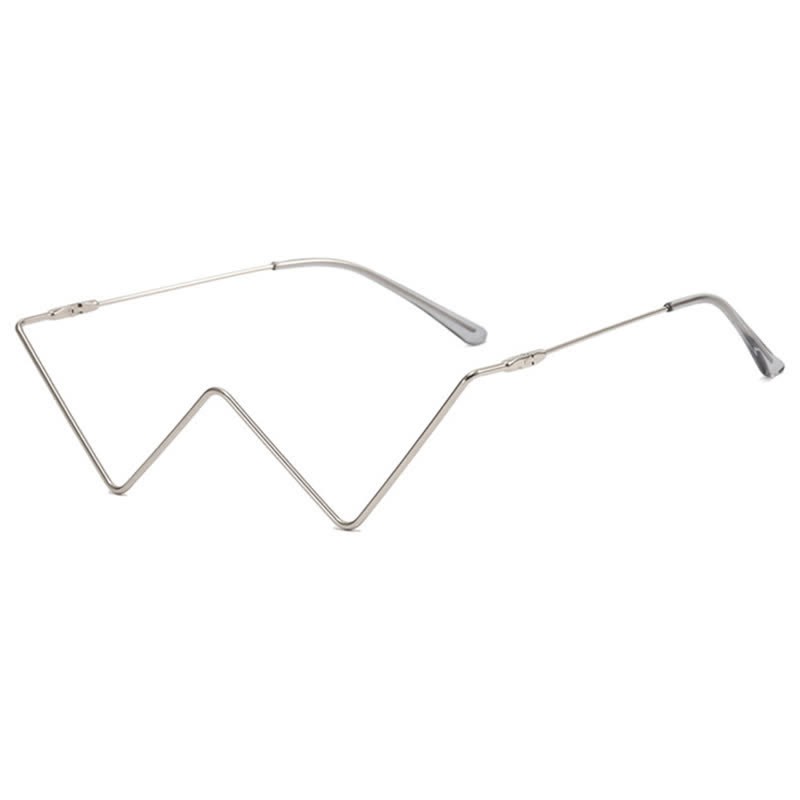 Spykay™ EG26881 Trendy Lensless Rhinestone Decor Semi-Rimless Glasses - Silver A - image 18