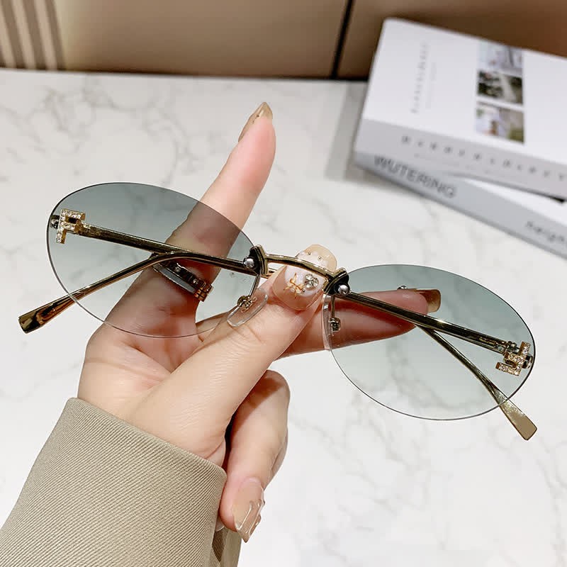 Spykay™ SG60701 'F' Design Oval Frames Rimless Sunglasses
