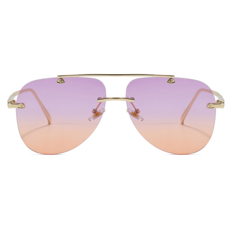Spykay™ SG60888 Rimless Double Bridges Retro Aviator Sunglasses