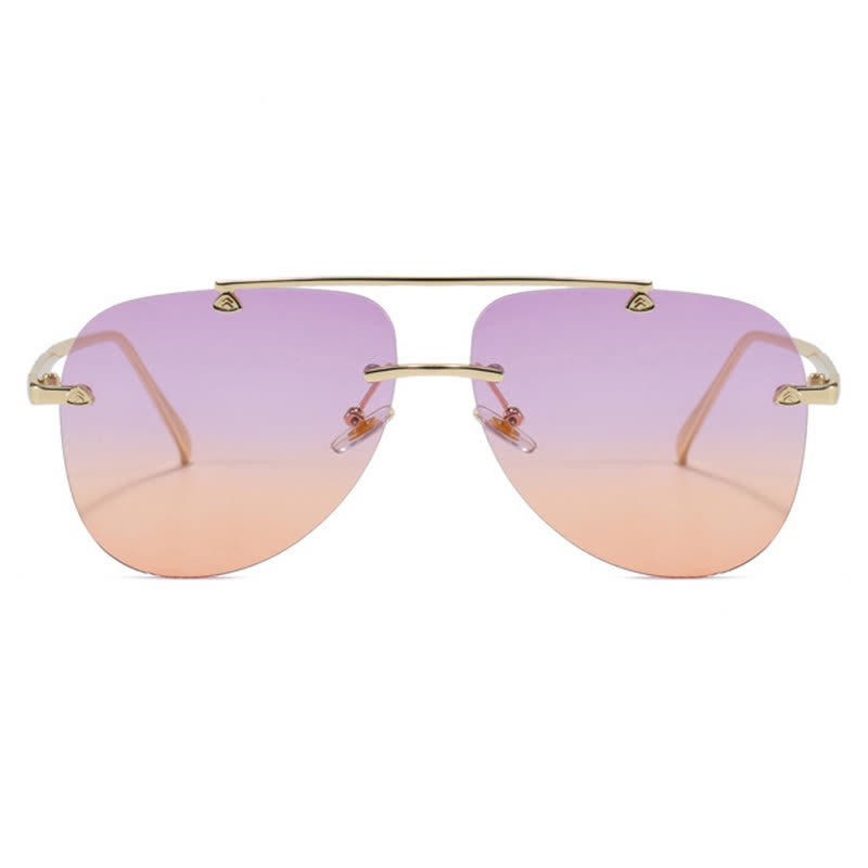Spykay™ SG60888 Rimless Double Bridges Retro Aviator Sunglasses
