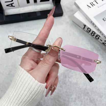 Spykay™ SG60972 Geometric Frame Rimless Hipster Photochromic Sunglasses - Pink - image 4