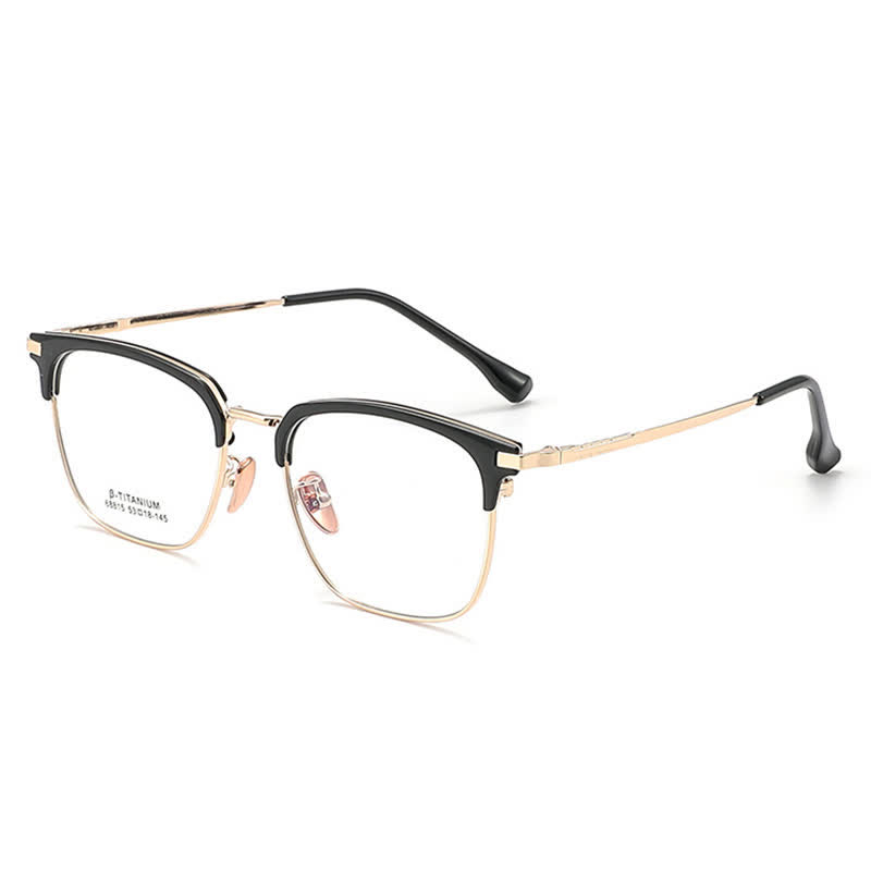 Spykay™ EG26899 Simple Anti-blue Light Square Frame Browline Glasses - Black/Golden - image 6