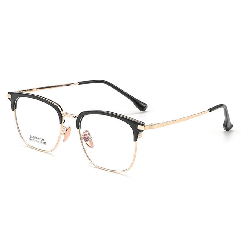 Spykay™ EG26899 Simple Anti-blue Light Square Frame Browline Glasses - Black/Golden - image 6