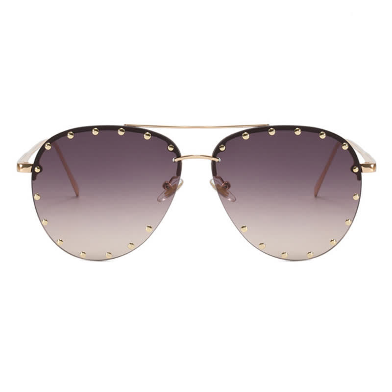 Spykay™ SG60887 Rivets Decor Double Bridges Retro Aviator Sunglasses