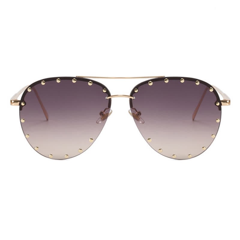 Spykay™ SG60887 Rivets Decor Double Bridges Retro Aviator Sunglasses