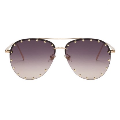Spykay™ SG60887 Rivets Decor Double Bridges Retro Aviator Sunglasses
