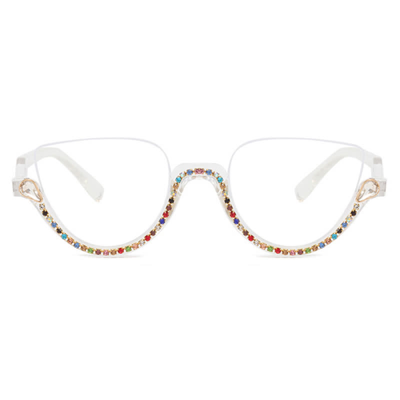 Spykay™ EG26687 Cat-Eye Frame Rhinestone Decor Semi-Rimless Glasses - image 5