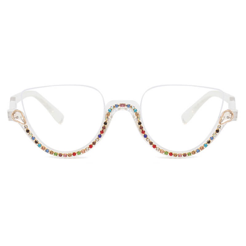 Spykay™ EG26687 Cat-Eye Frame Rhinestone Decor Semi-Rimless Glasses - image 5