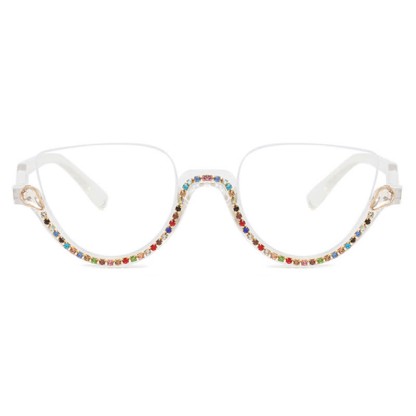 Spykay™ EG26687 Cat-Eye Frame Rhinestone Decor Semi-Rimless Glasses - image 5