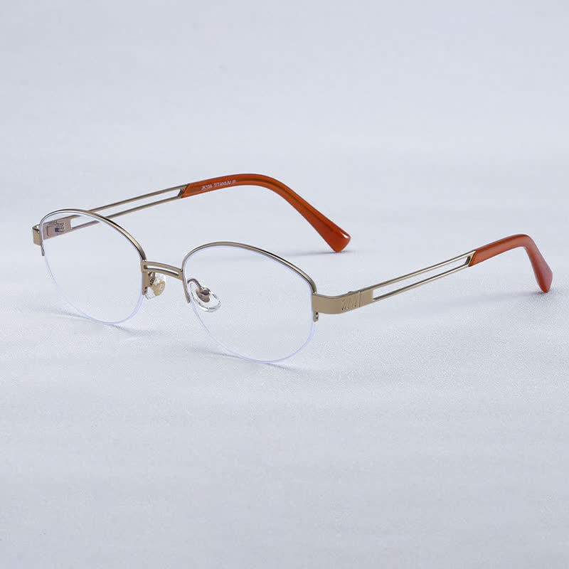 Spykay™ EG26704 Oval Titanium Frame Hollow-out Temples Anti-blue Light Fashion Glasses