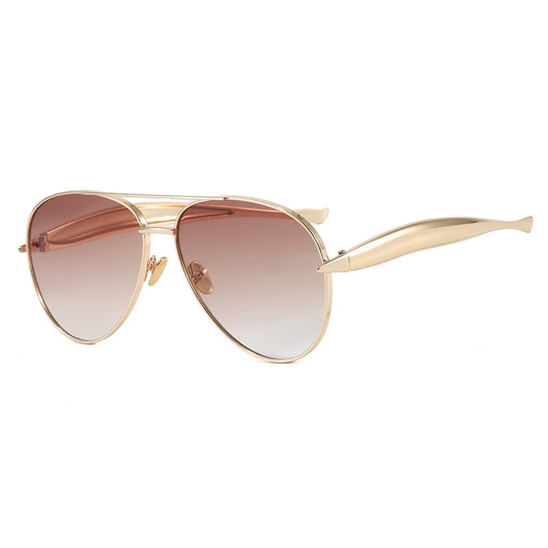 Spykay™ SG60665 Vintage Double Bridges Aviator Frame Sunglasses - Golden/Brown - image 23