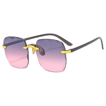 Spykay™ SG61010 Square Frame Oversized Trendy Rimless Sunglasses - Grey/Pink - image 10