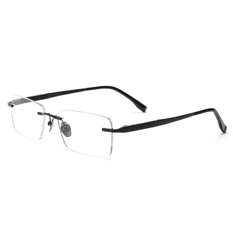 Spykay™ EG26903 Retro Simple Rectangle Frame Anti-blue Light Hipster Rimless Glasses - Black - image 5