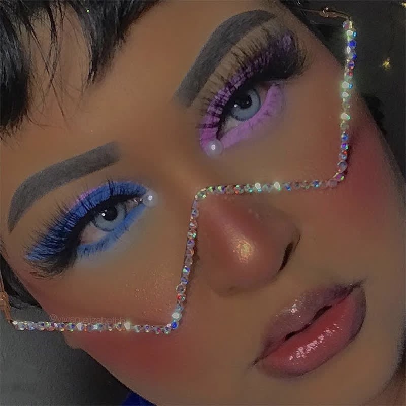 Spykay™ EG26881 Trendy Lensless Rhinestone Decor Semi-Rimless Glasses - image 4