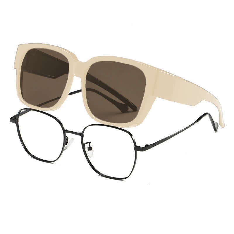 Spykay™ SG60957 Fit Over Glasses Square Frame Polarized Sunglasses for Women Men - Brown - image 9