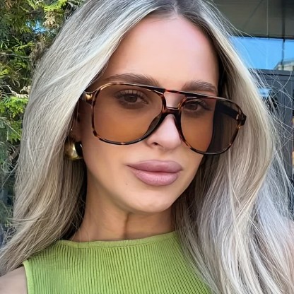 Spykay™ SG60670  Double Bridges Fashion Aviator Sunglasses - Leopard Print/Light Brown - image 14