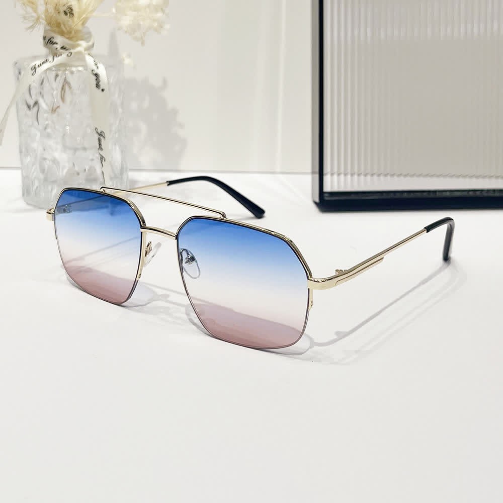 Spykay™ SG61052 Trendy Retro Semi-Rimless Double Bridges Aviator Sunglasses - image 10