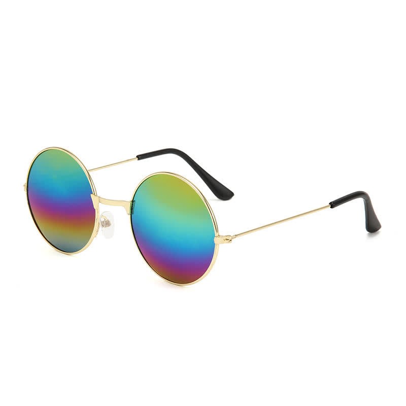 Spykay™ SG61008 Retro Round Frame Metal Sunglasses for Women Men - Golden/Multicolor - image 27