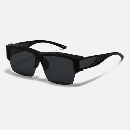 Spykay™ SG60954 Semi-Rimless Polarized Square Driving Sunglasses Fit Over Glasses for Women Men - Matte Black - image 7