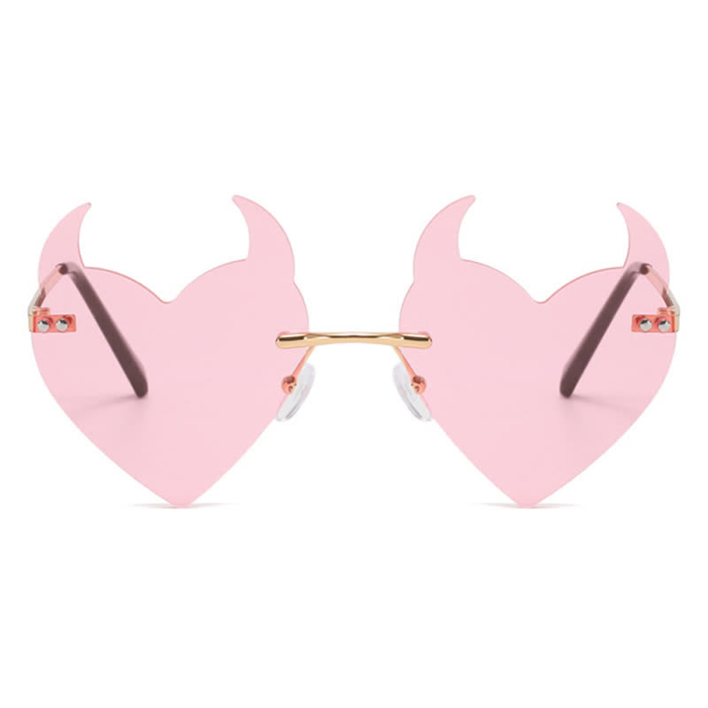 Spykay™ SG60991 Halloween Rimless Devil Horns Heart Sunglasses for Women Men - image 12