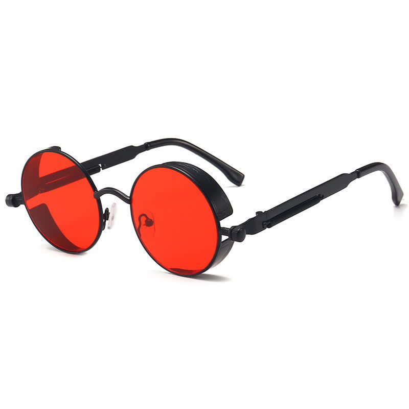 Spykay™ SG60945 Retro Punk Round Frame Spring Temples Sunglasses - Black/Red - image 24