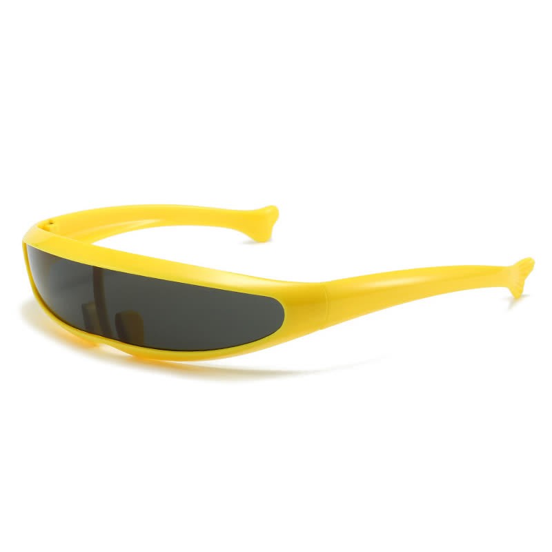 Spykay™ SG61011 One-piece Color Mirror Lens Monolens Cyclops Robotic Futuristic Narrow Y2K Punk Sunglasses - Yellow/Grey - image 26