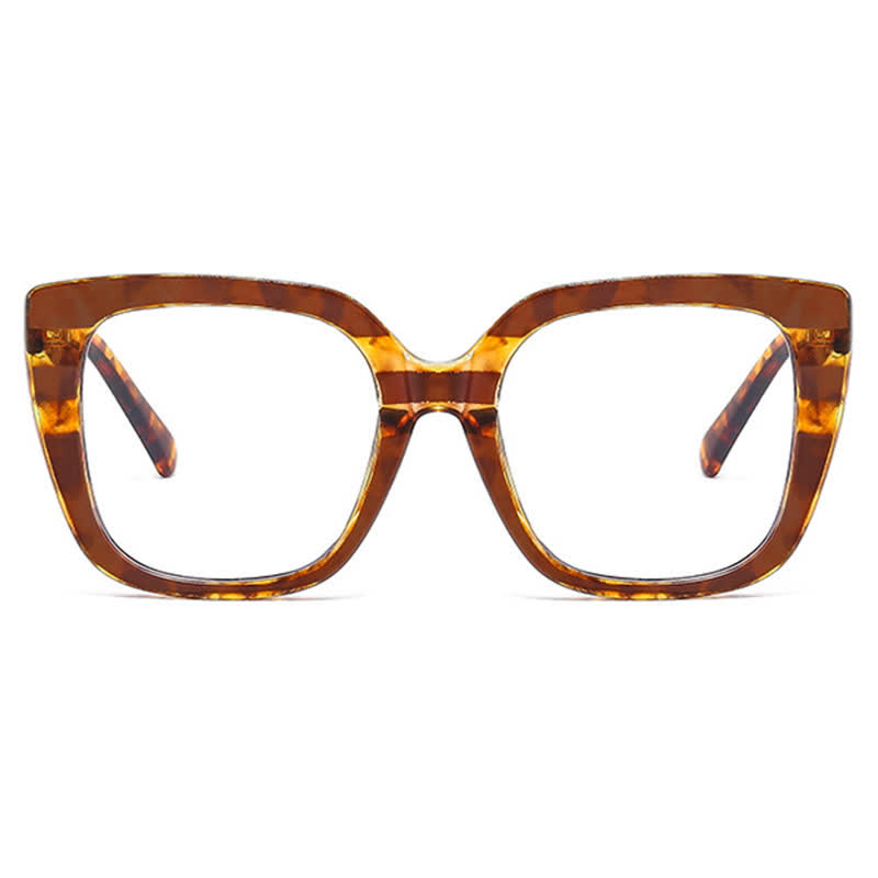 Spykay™ EG26771 Leopard Pattern Square Frame Oversized Glasses