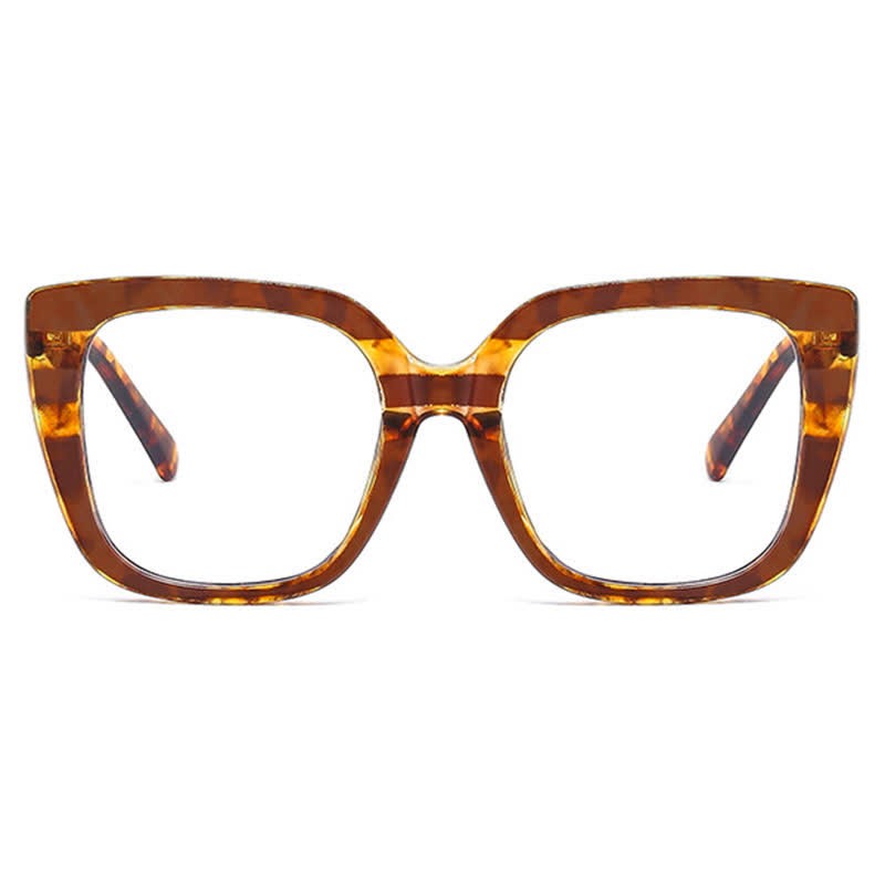 Spykay™ EG26771 Leopard Pattern Square Frame Oversized Glasses