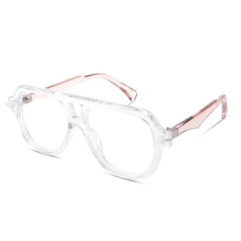 Spykay™ EG26883 Anti-blue Light Double Bridges Oversized Aviator Thick Eyeglasses - Clear/Pink - image 13